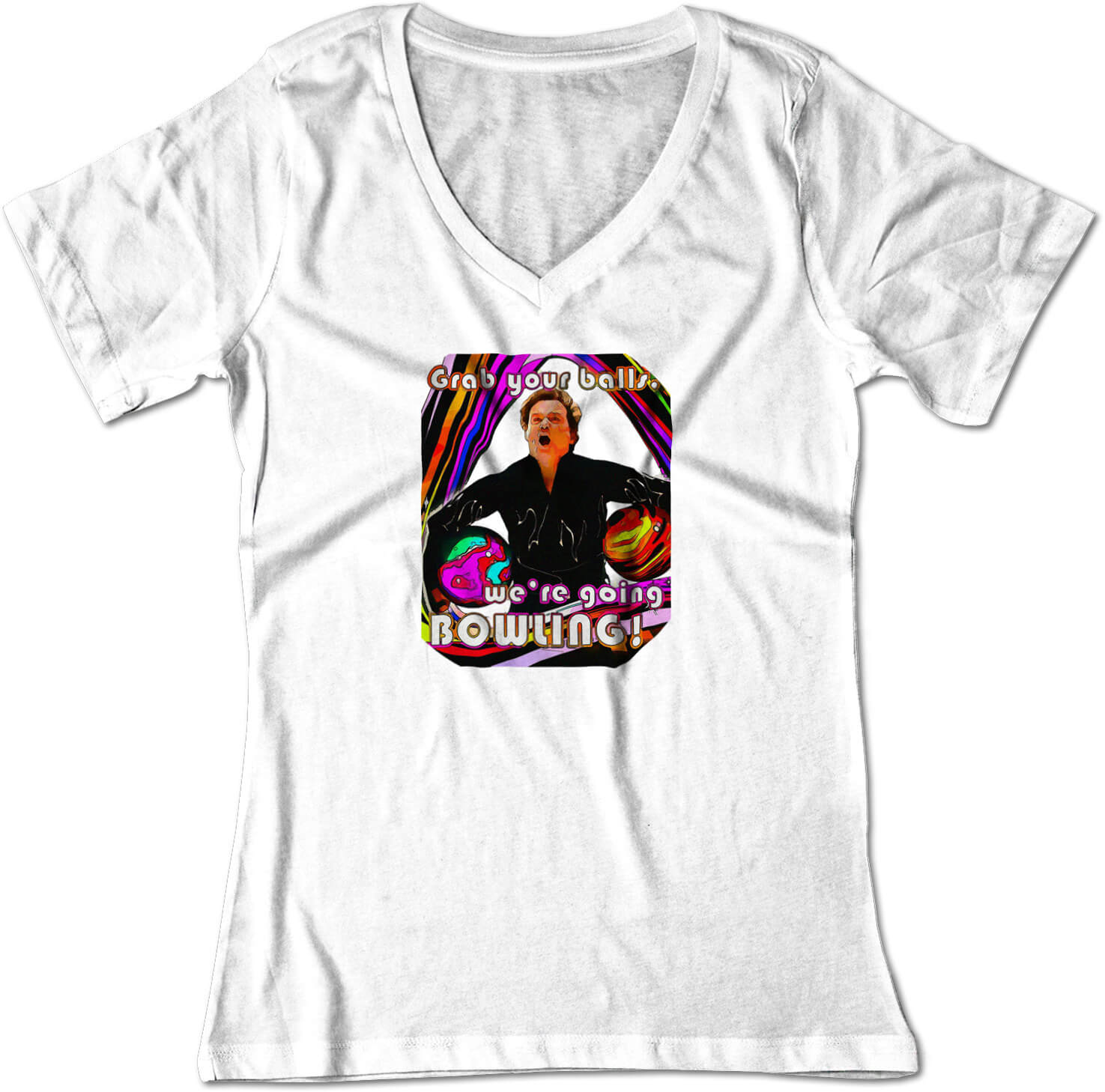 BSW Women's Grab Your Balls We're Going Bowling Bill Murray V-Neck