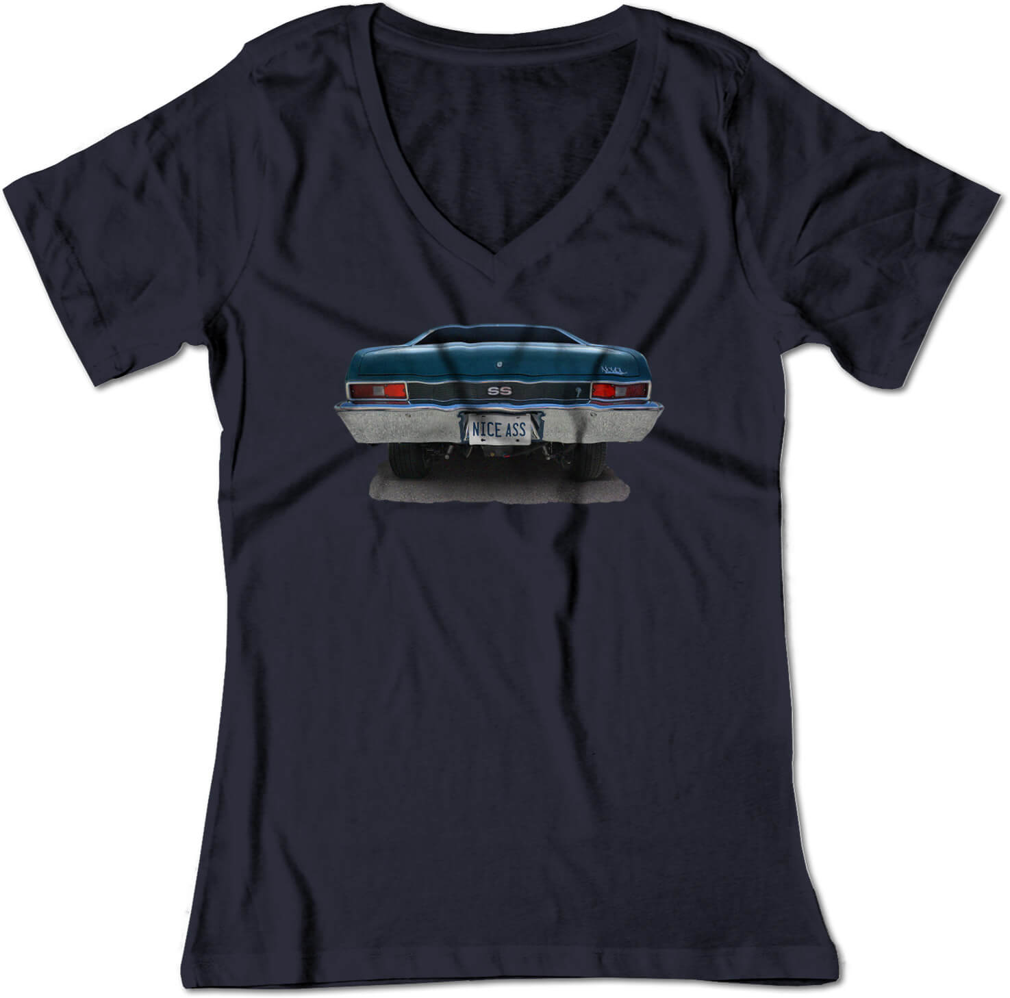 BSW Women's "Nice Ass" Plate 1968 FORD NOVA SS MUSCLE CAR V-Neck