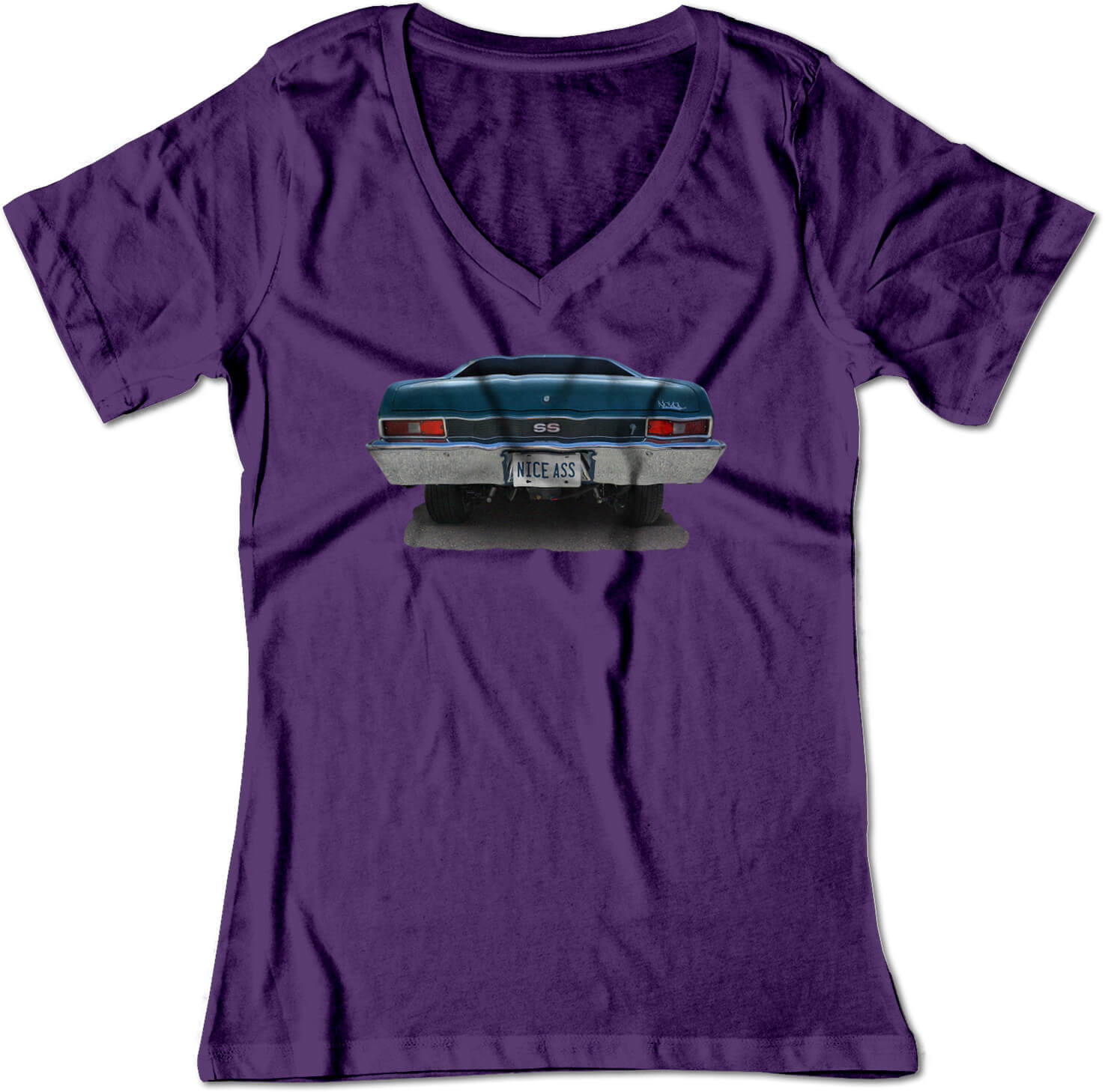 BSW Women's "Nice Ass" Plate 1968 FORD NOVA SS MUSCLE CAR V-Neck