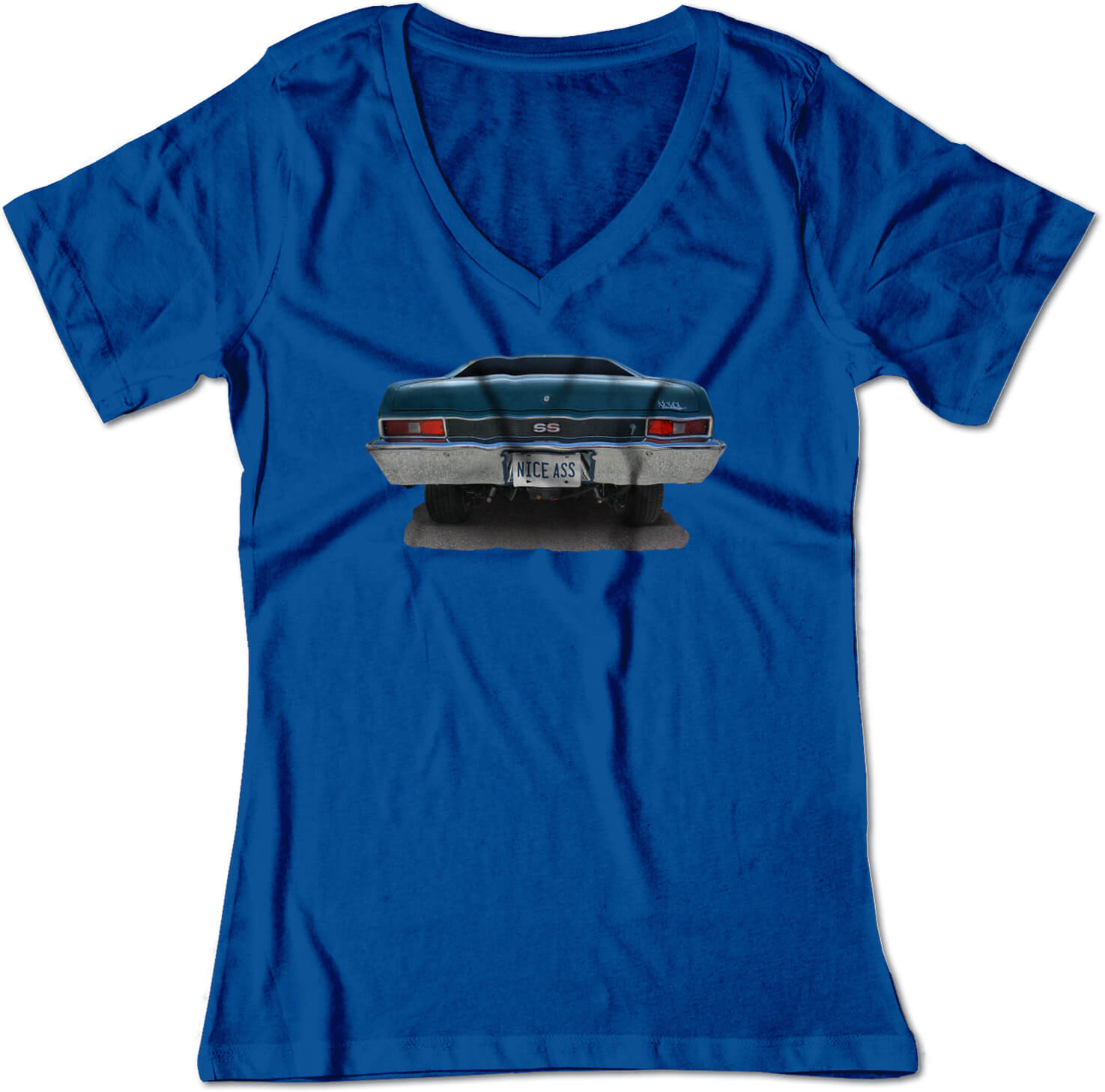 BSW Women's "Nice Ass" Plate 1968 FORD NOVA SS MUSCLE CAR V-Neck