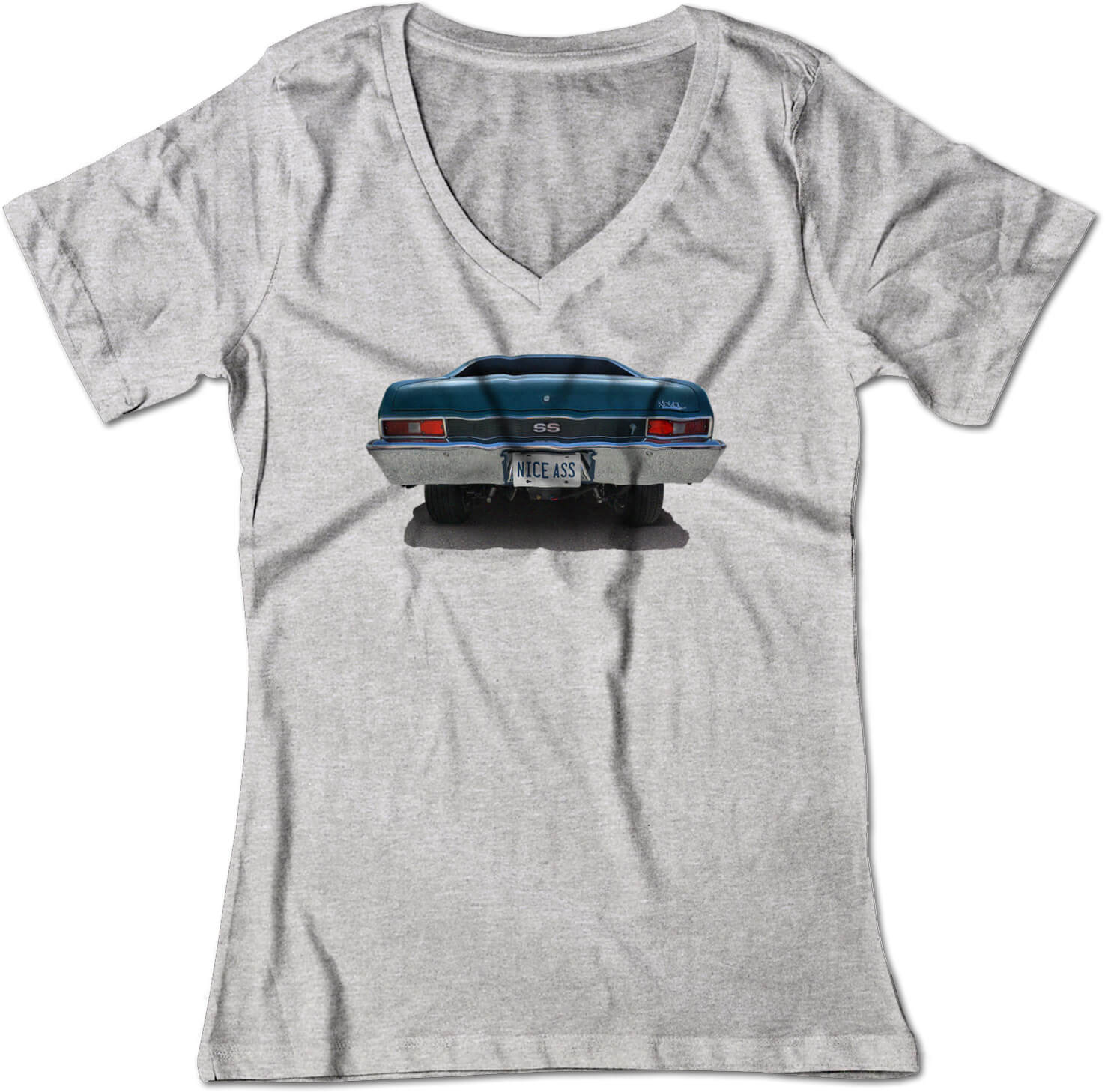 BSW Women's "Nice Ass" Plate 1968 FORD NOVA SS MUSCLE CAR V-Neck