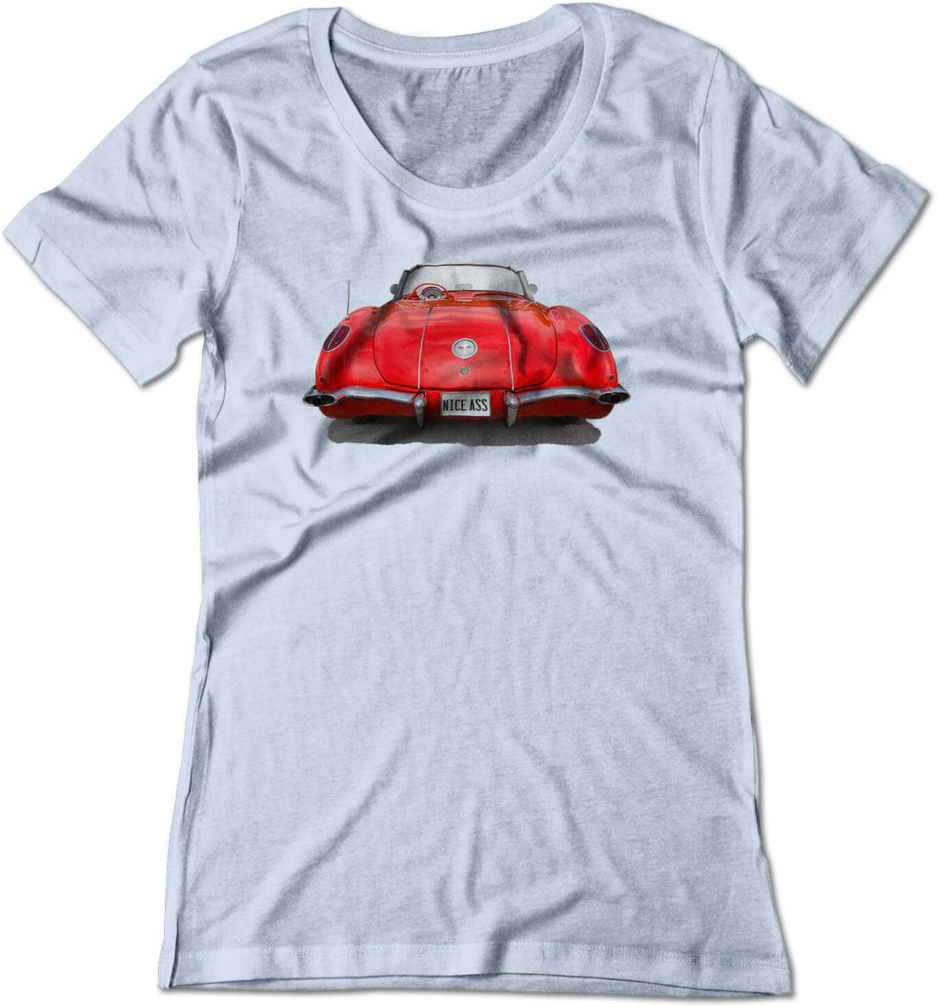 BSW Women's "Nice Ass" Plate 1959 Chev Vette C1 V8 Shirt